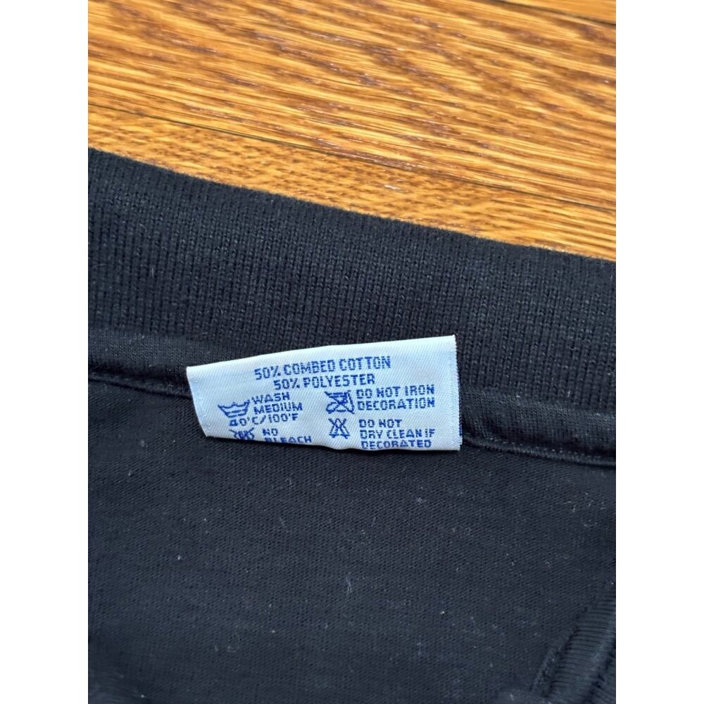 Vintage Hanes Mens US Marines Polo Shirt Sz Large Black Semper Fi Bulldog Cigar - Picture 6 of 7